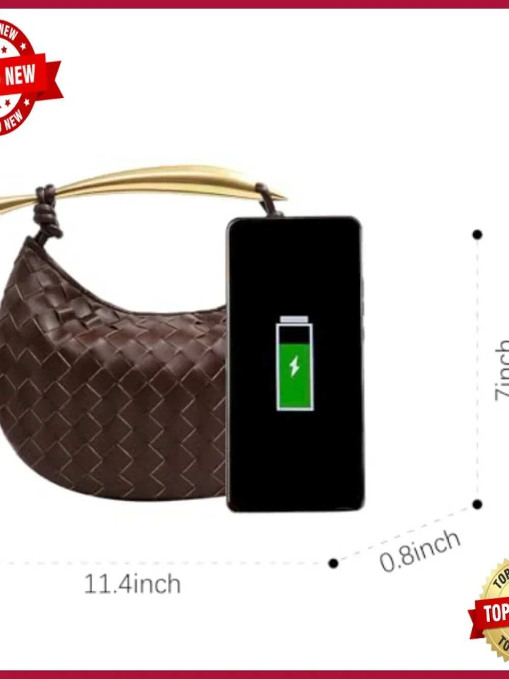 Woven Leather Hobo Bag Crossbody Shoulder Clutch Evening Wedding Purse